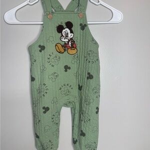 Disney Baby Green Overalls with Mickey Mouse